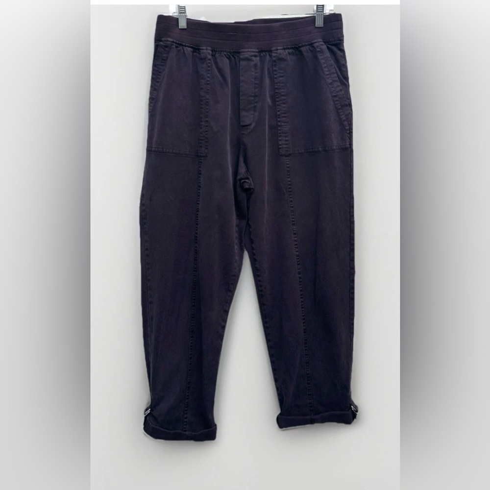 Soft Surroundings Pants Medina Pull On Chino Roll Tab Cuff Women M Brown Pockets